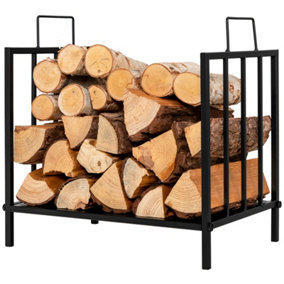 Costway Firewood Rack Steel Log Firewood Storage Stacker Holder Convenient Handle