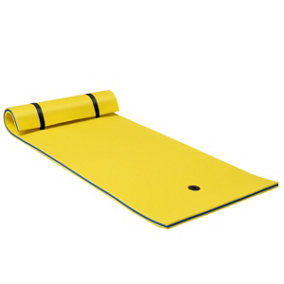 Costway Floating Water Mat Pool Roll-up Floating Mattress w/ Rolling Pillow