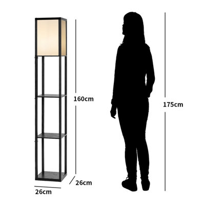 Costway Floor Lamp W/ 3-Tier Storage Shelf Narrow Corner Nightstand Light E27 Bulb Base