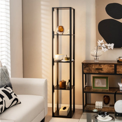 Costway Floor Lamp with Shelves Tall standing Light with 3 Levet Dimmable LED Bulbs