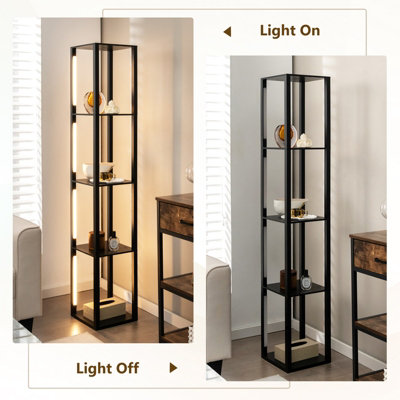 Costway Floor Lamp with Shelves Tall standing Light with 3-Levet Dimmable LED Bulbs