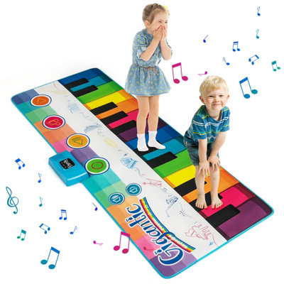 COSTWAY Floor Piano Dance Mat Kids Musical Playmat w/ 8 Instrument Sounds