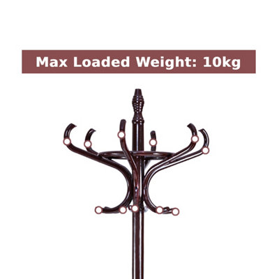 Costway Floor Standing Coat Jacket Stand Solid Wood Hanger with Umbrella Rack - 9