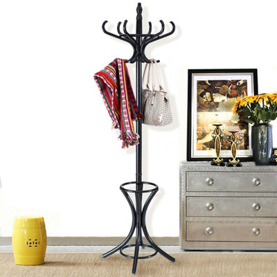 Costway Floor Standing Coat Jacket Stand Solid Wood Hanger with