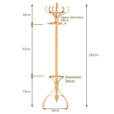 Costway Floor Standing Hat Coat Rack Stand Hanger Umbrella Stand Hall ...
