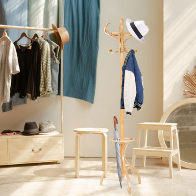 Costway Floor Standing Hat Coat Rack Stand Hanger Umbrella Stand Hall ...