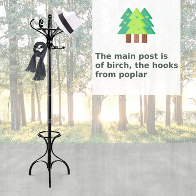 Costway Floor Standing Hat Coat Rack Stand Hanger Umbrella Stand Hall Tree Rack 12 Hook - 7