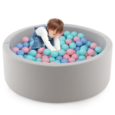 COSTWAY Foam Ball Pit 90 x 30cm Soft Round Ball Pool Baby Playpen w/ 200 Ocean Balls