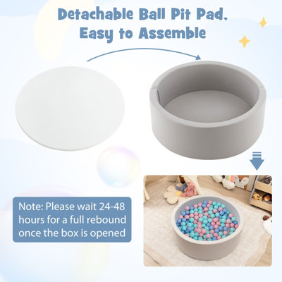 COSTWAY Foam Ball Pit 90 x 30cm Soft Round Ball Pool Baby Playpen w ...