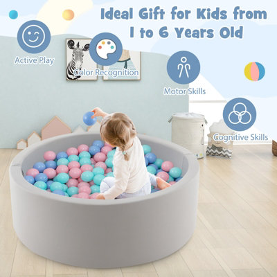 COSTWAY Foam Ball Pit 90 x 30cm Soft Round Ball Pool Baby Playpen w ...