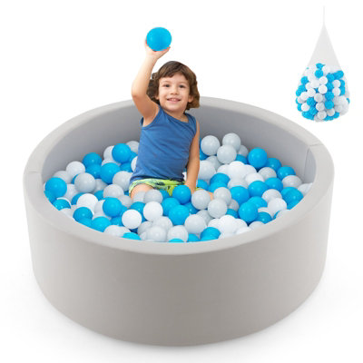 COSTWAY Foam Ball Pit 90 x 30cm Soft Round Ball Pool Baby Playpen w/ 200 Ocean Balls