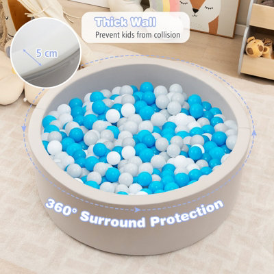 COSTWAY Foam Ball Pit 90 x 30cm Soft Round Ball Pool Baby Playpen w ...