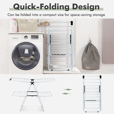 Costway Foldable 2-Level Clothes Drying Rack Garment Drying Hanger ...