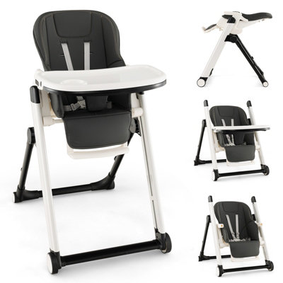 Costway Foldable Baby High Chair Feeding Chair With Recline Backrest