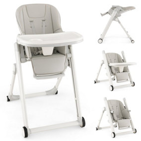 Costway Foldable Baby High Chair Feeding Chair With Recline Backrest Detachable Trays