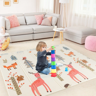 Costway Foldable Baby Play Mat 200 x 180 cm Extra Large Baby Floor Mat w/ Carry Bag