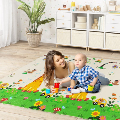 Costway Foldable Baby Play Mat 200 x 180 cm Extra Large Baby Floor Mat w/ Carry Bag