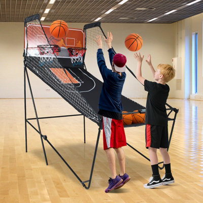 COSTWAY Foldable Basketball Arcade Game Kids Basketball Hoop Machine-Black