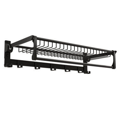 Costway Foldable Bathroom Towel Rack Wall Mounted Towel Shelf w/ Adjustable Towel Bar - 3