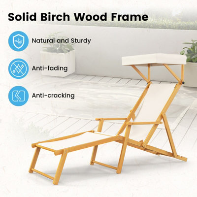COSTWAY Foldable Beach Lounge Chair Outdoor Camping Chair with Adjustable Canopy - 7