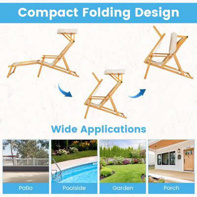 COSTWAY Foldable Beach Lounge Chair Outdoor Camping Chair with Adjustable Canopy - 9