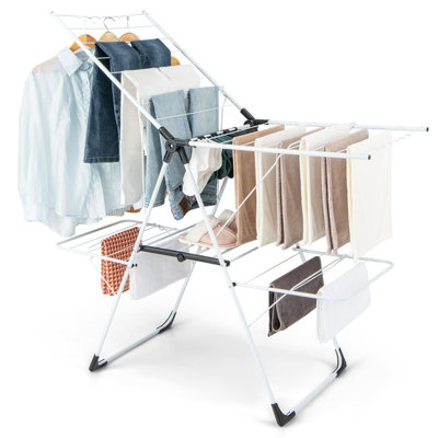 COSTWAY Foldable Clothes Drying Rack 2-level Laundry Drying Rack