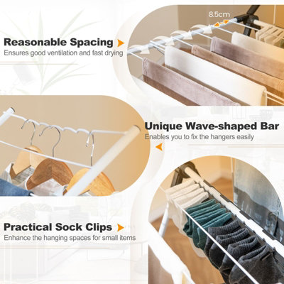 COSTWAY Foldable Clothes Drying Rack 2-level Laundry Drying Rack