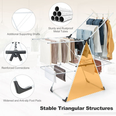 COSTWAY Foldable Clothes Drying Rack 2-level Laundry Drying Rack