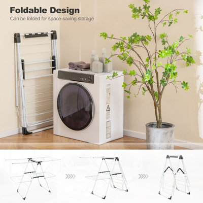 COSTWAY Foldable Clothes Drying Rack 2-level Laundry Drying Rack