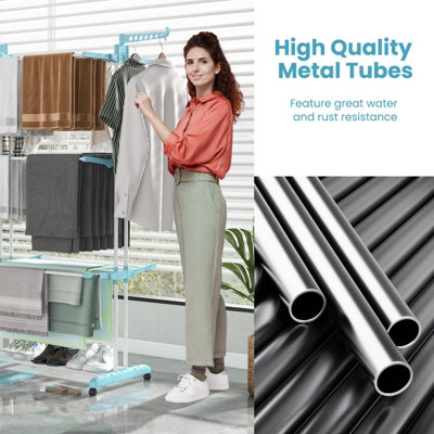 COSTWAY Foldable Clothes Drying Rack Oversized 4-Tier Collapsible ...
