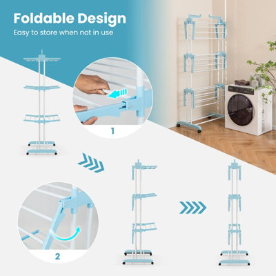 COSTWAY Foldable Clothes Drying Rack Oversized 4-Tier Collapsible ...