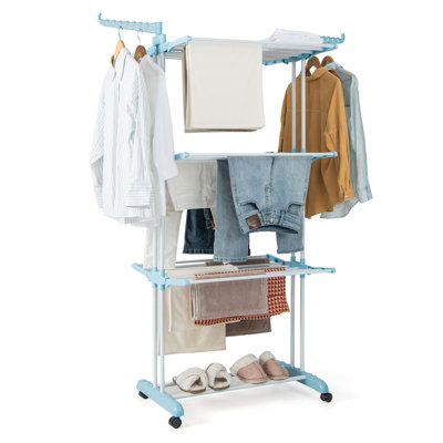 COSTWAY Foldable Clothes Drying Rack Oversized 4-Tier Collapsible ...