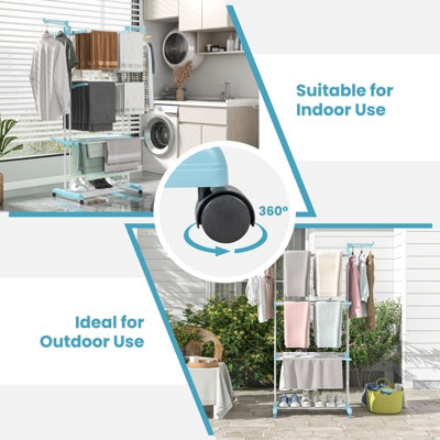 COSTWAY Foldable Clothes Drying Rack Oversized 4-Tier Collapsible ...