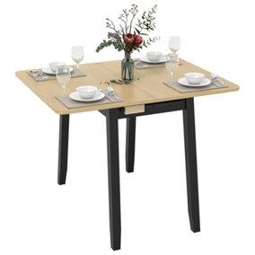 Costway Foldable Dining Table for 4 Extendable Kitchen Table Space-Saving Desk w/ Storage