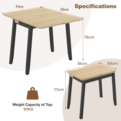 Costway Foldable Dining Table for 4 Extendable Kitchen Table Space-Saving Desk w/ Storage