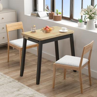 Costway Foldable Dining Table for 4 Extendable Kitchen Table Space-Saving Desk w/ Storage