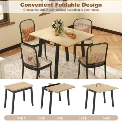 Costway Foldable Dining Table for 4 Extendable Kitchen Table Space-Saving Desk w/ Storage