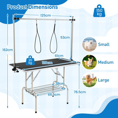 COSTWAY Foldable Dog Grooming Table Pet Beauty Bathing Station Professional