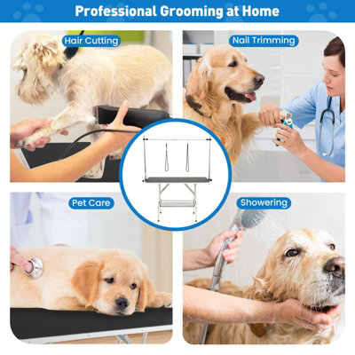 COSTWAY Foldable Dog Grooming Table Pet Beauty Bathing Station Professional