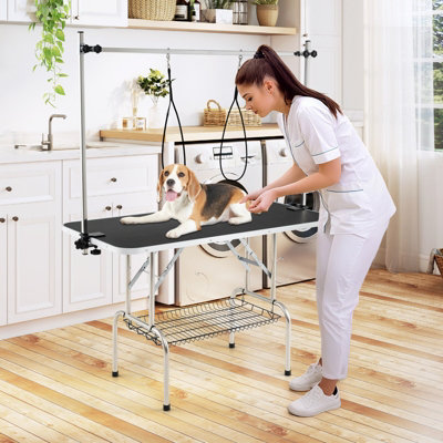 COSTWAY Foldable Dog Grooming Table Pet Beauty Bathing Station Professional