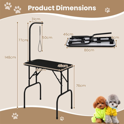 COSTWAY Foldable Dog Grooming Table Professional Pet Beauty Bathing Station