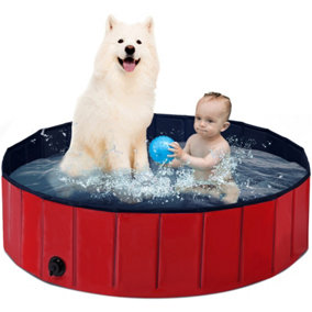 Costway Foldable Dog Pool Indoor Outdoor Leak-proof Pet Swimming Pool Pet Bathing Tub