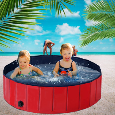 Costway Foldable Dog Pool Indoor Outdoor Leak-proof Pet Swimming Pool Pet Bathing Tub