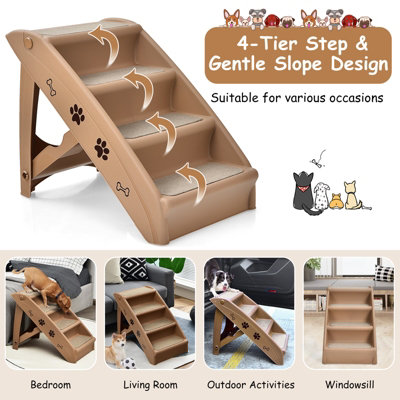 Costway Foldable Dog Step Lightweight Access Portable Pet Stairs W Non slip Footpads