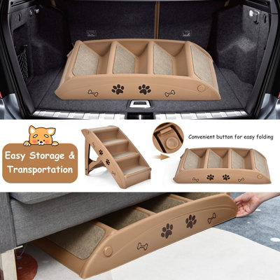 Costway Foldable Dog Step Lightweight Access Portable Pet Stairs W/ Non ...