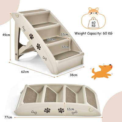 Costway Foldable Dog Step Lightweight Access Portable Pet Stairs W Non slip Footpads