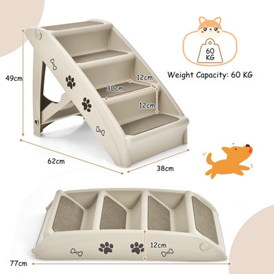 Costway Foldable Dog Step Lightweight Access Portable Pet Stairs W/ Non-slip Footpads