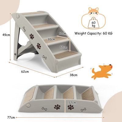 Costway Foldable Dog Step Lightweight Access Portable Pet Stairs W/ Non ...