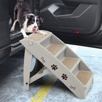 Costway Foldable Dog Step Lightweight Access Portable Pet Stairs W/ Non ...
