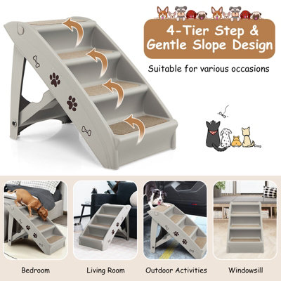 Costway Foldable Dog Step Lightweight Access Portable Pet Stairs W/ Non ...